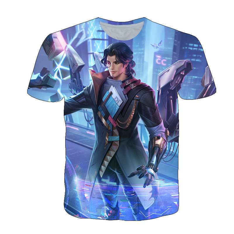 Camiseta de manga corta con estampado digital bidimensional de verano 3d verano para adolescentes y niños juego de gloria para hombres