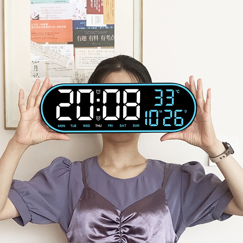 Reloj multifuncional simple sala de estar reloj de pared decoración doméstica reloj electrónico digital reloj silencioso reloj despertador multi-grupos 8021
