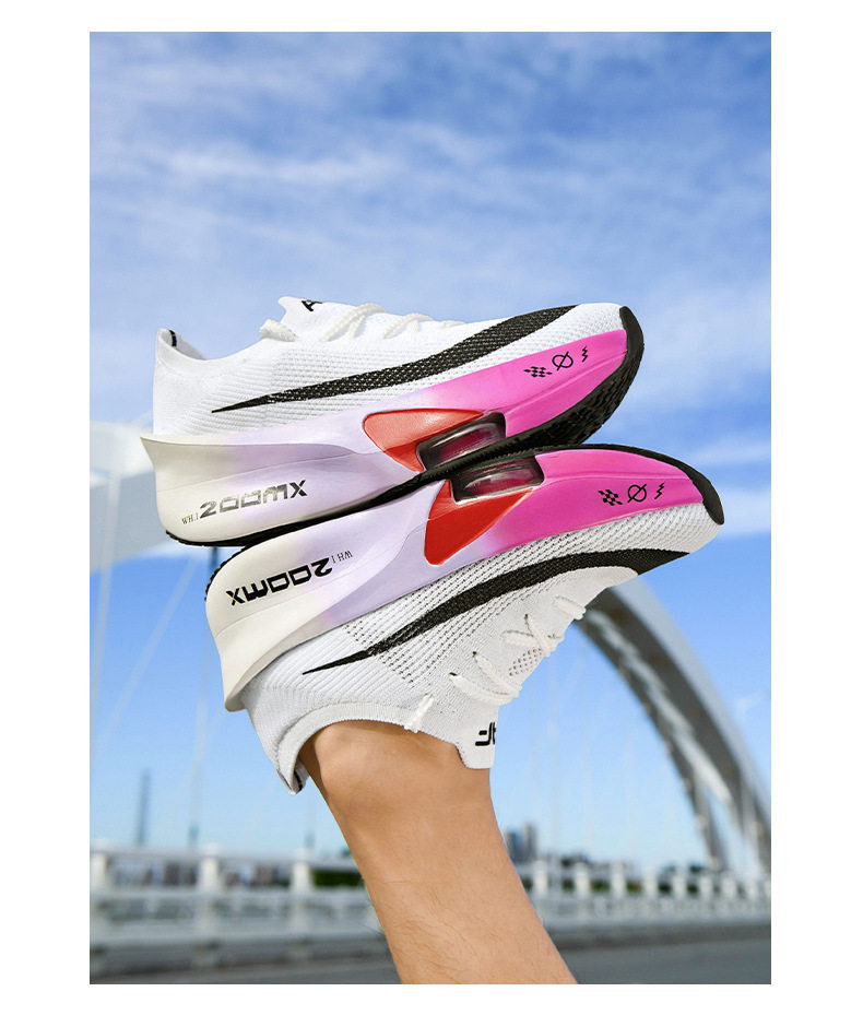 Giày chạy bộ marathon thoáng khí đế cao su, gót vừa 3–5 cm, cổ thấp — Tử Điện, Xanh dạ quang lót lông, Xanh huỳnh quang, Xanh lá phun mực chi tiết 16