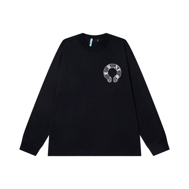 High Version Crochet Ch New 25Ss Horseshoe Back Sanskrit Scroll Print Sweatshirt Long Sleeve Versatile Unisex