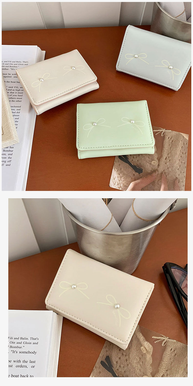 48g Weight Polyester Lining Material Magnetic Buckle Closure Type Small Wallets Bags Type 1 Piece Quantity Holiday, Daily Occasion Pu Leather Material Bow Knot Pattern All Seasons Season Women's Gender Sweet Style Square Shape Women's Bow Knot Pu Leather Magnetic Buckle Wallets 14