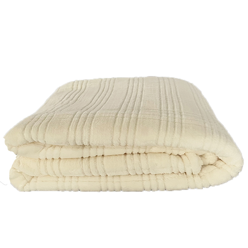 新款白色方格纹法兰绒毛毯超柔学生宿舍用盖毯家用床尾装饰毯批发