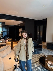 高级感气质翻领风衣外套女秋季立领短款美拉德卡其色开衫宽松上衣