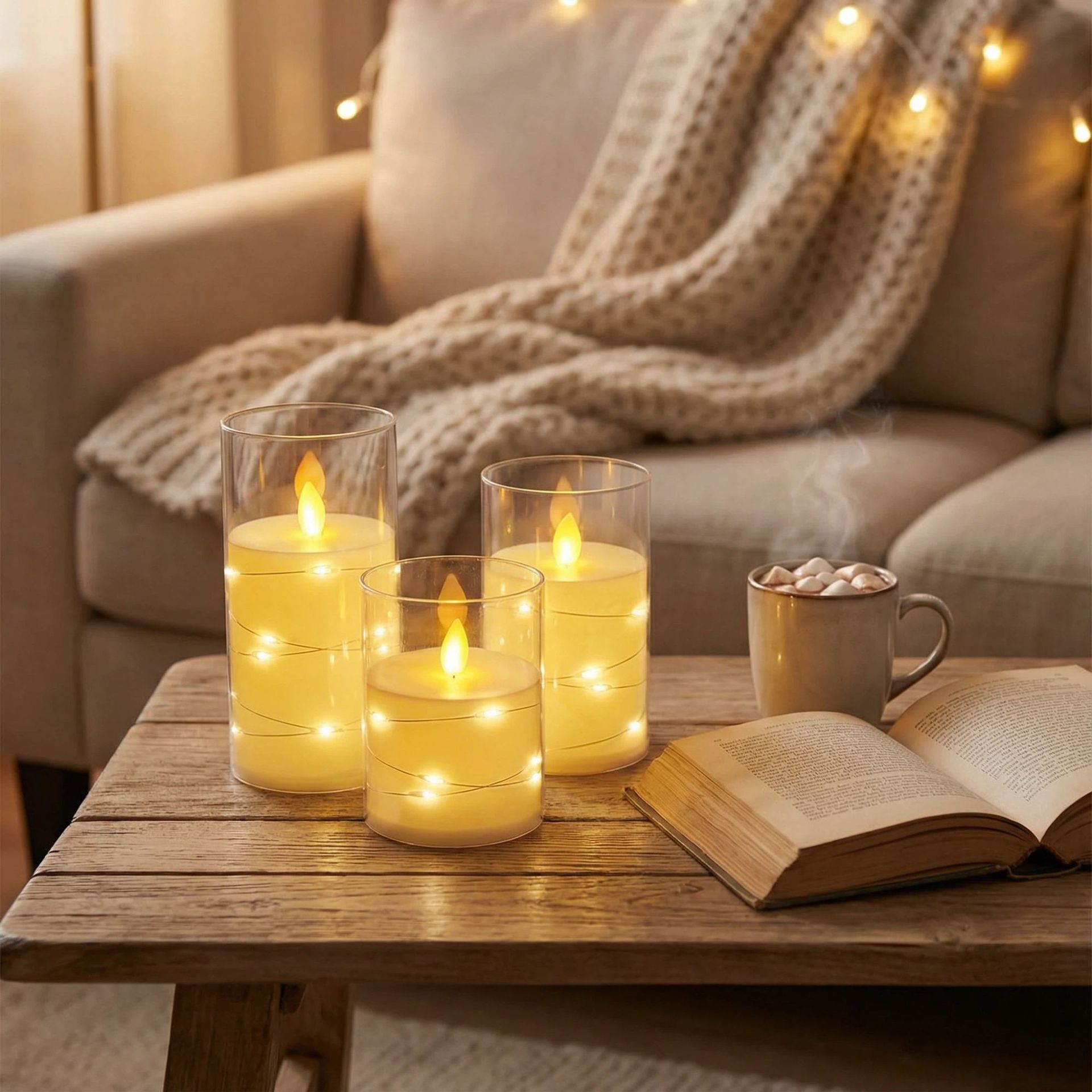 LED lámpara de vela electrónica acrílico imitación de vidrio de atmósfera lámpara de fiesta de cumpleaños luz de decoración de navidad