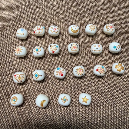 Natural Mammoth Ivory Inlaid with Opal, Turquoise, Dopamine Small Beads DIY Toy Accessories Pendant