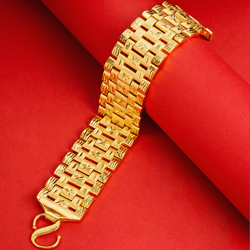 Cadena de tanque de oro cadena de reloj de los hombres pulsera gruesa al por mayor de largo tiempo no se desvanece tridimensional todo partido pulsera dominante moda