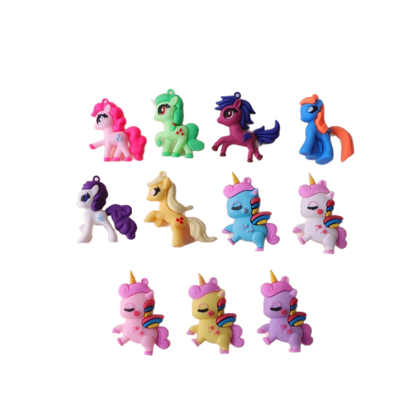 Caricatura lindo pony Polly llavero unicornio colgante PVC pegamento blando pony muñeca accesorios bolsa en stock image 6