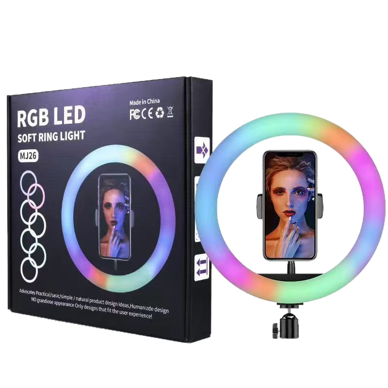 10 pulgadas RGB deslumbrante iluminación LED fotografía selfie 26cm ajustable caballo de carreras iluminación en vivo de belleza anillo image 5