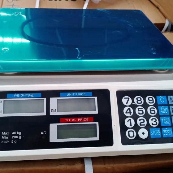 Venta caliente transfronteriza Báscula electrónica de precios de 30kg Báscula electrónica de 40kg Báscula de plataforma comercial Báscula de supermercado Báscula de frutas para la compra de verduras Inglés