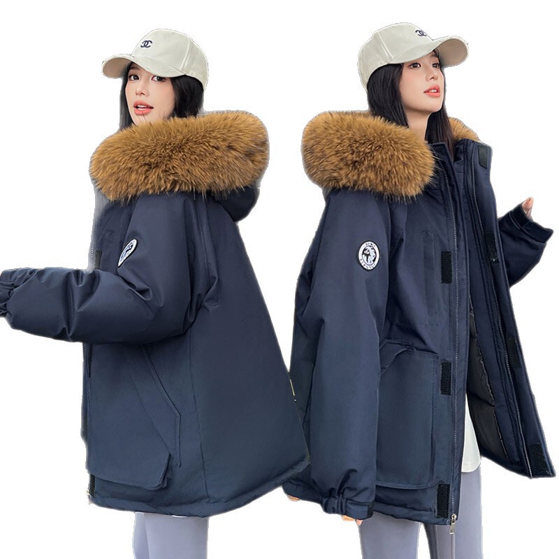 羽绒棉服女韩版宽松工装派克服棉衣2025冬装新款加厚棉袄学生外套|undefined