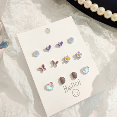 S925 Silver Needle New Earring Women's Set Summer Small, Exquisite and Cute Style Ear Bone Nail Student Earrings Wholesale