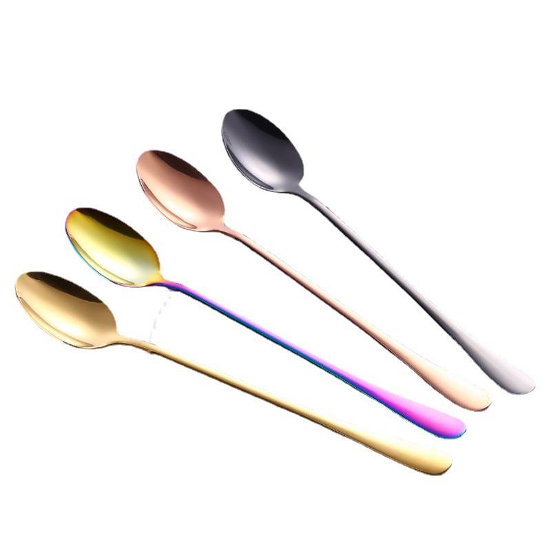 Cuchara de acero inoxidable espesado Acero inoxidable comiendo sandía cuchara mango largo cuchara de café cuchara de mezcla de hielo cuchara redonda