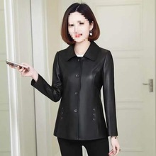 绵羊皮春秋新款海宁皮衣女中长款时尚妈妈款风衣外套