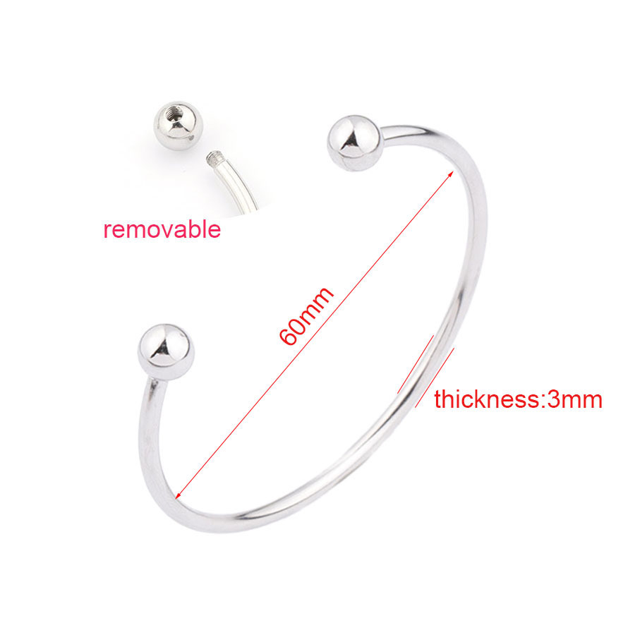 Bracelet Panjia Basic, perle ronde ouverte en acier inoxydable (3 mm d'épaisseur, 60 mm), disponible en stock. Personnalisable avec d'autres perles._voghion.com