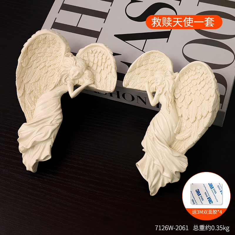 Adornos de ángel retro de estilo europeo, decoración de mesa de niña angelito de plástico de resina americana