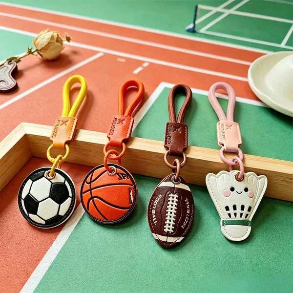 Gugu Tribe Leather Ball-Shaped Access Card Holder Keychain Pendant Bag Accessory