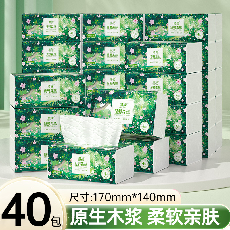 蓝漂抽纸巾大号40包3层100抽家用餐巾纸家庭装面巾纸抽卫生纸