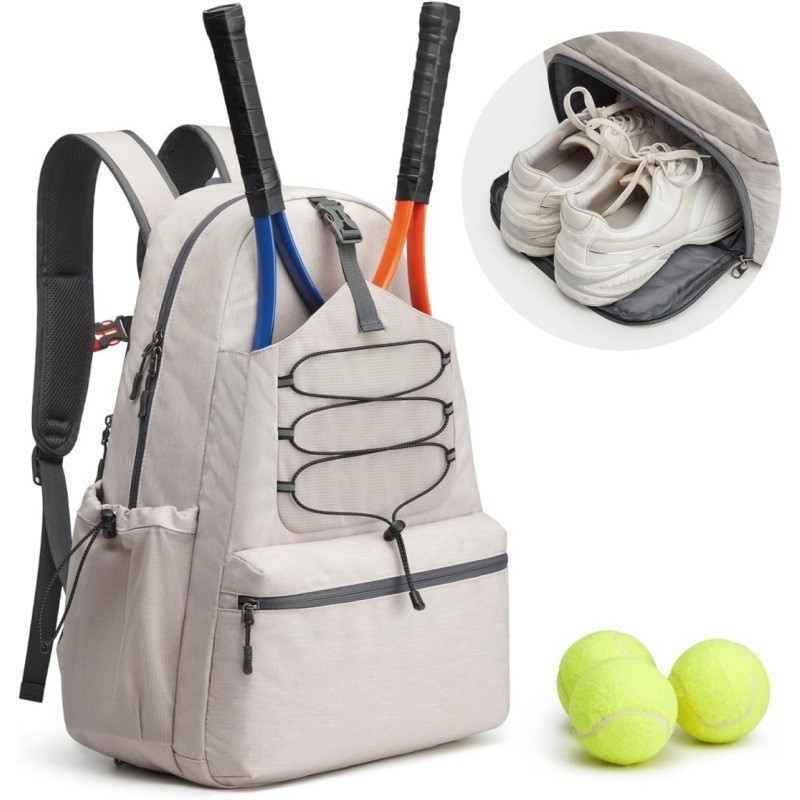 Inventario de nuevo tipo de bolsas de tenis, mochila de tenis para hombres y mujeres, bolsas de pelota de tamaño grande que pueden contener cuatro raquetas y zapatos.
