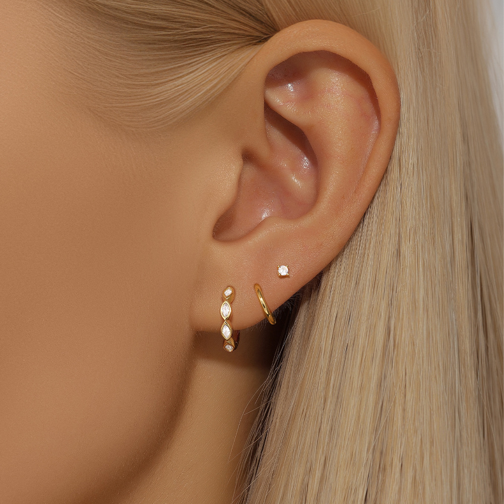 4g Weight 925 Sterling Silver Ear Needle Material Pearl, Zircon Inlay Material Earrings Classification 3 Pieces Set Quantity Holiday, Daily Occasion 925 Sterling Silver Material Geometric Pattern Women's Gender Inlay Design Simple Style Style 3 Pieces Set 925 Sterling Silver Pearl Zircon Geometric Earrings 14