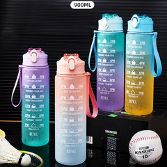 Gradient Plastic Water Bottle Amazon Cross-border E-commerce Outdoor Handle Bouncing Cup Sand Texture 750ML Sports Water Bottle