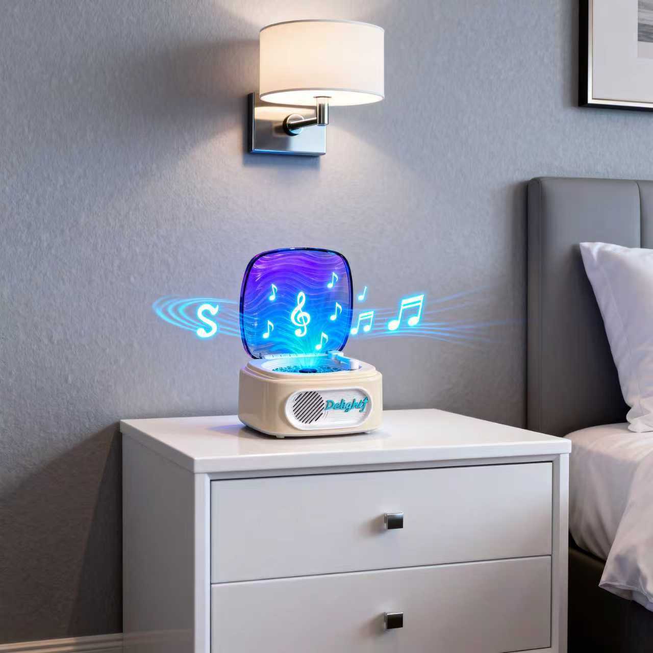 JN158 Breeze Speaker Retro Record Player Bluetooth Speaker Home Creative Atmosphere Projector Light Audio Portable