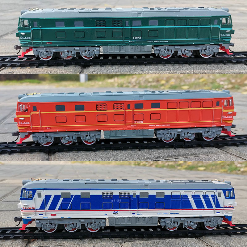 Dongfeng train Aole diesel locomotive 4B watermelon simulation electric track high-speed rail green leather train model toy