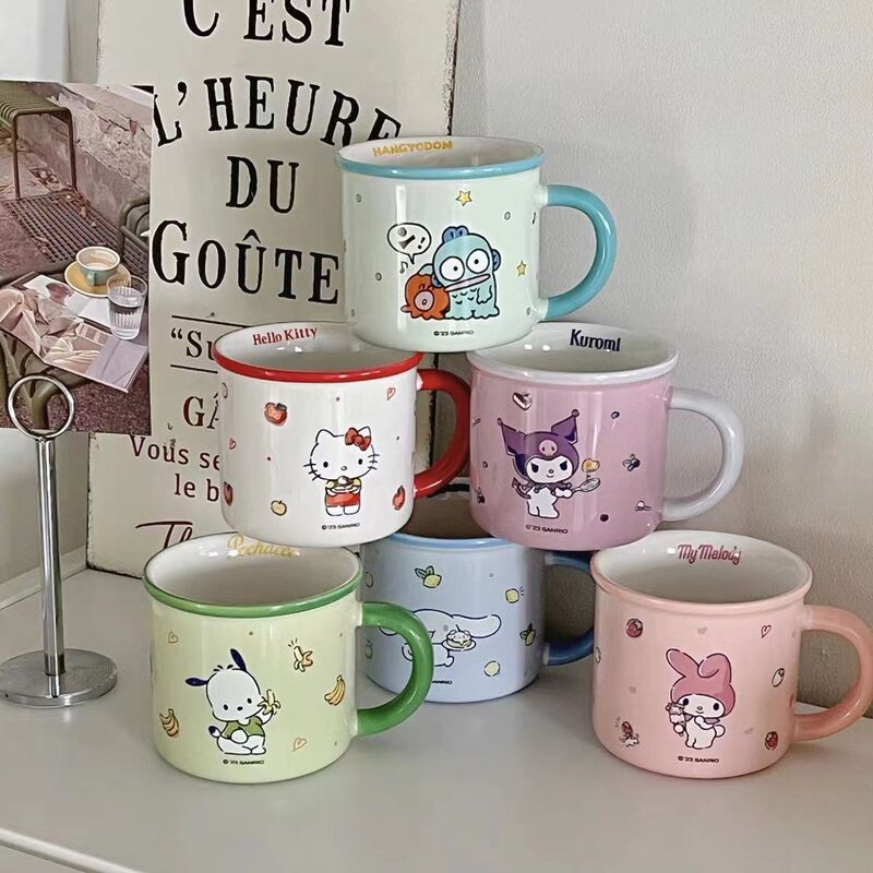 Sanrio Mug Kulomi Genuine Ceramic Cup for Girls Home Breakfast Milk Cup Cartoon Cute Drinking Cup