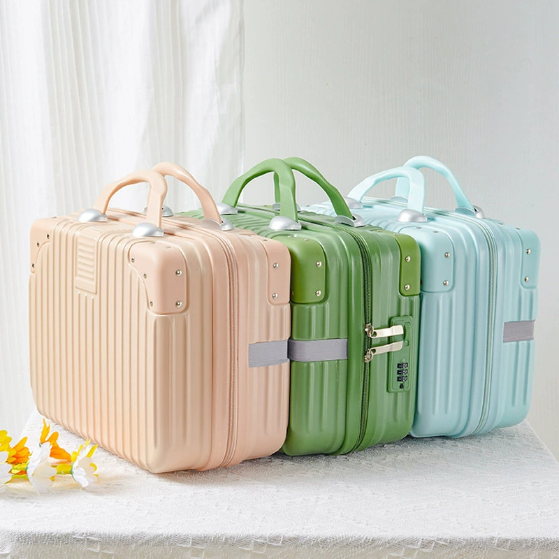 Handheld cosmetic storage box 14-inch suitcase, partitioned interior and portable handle