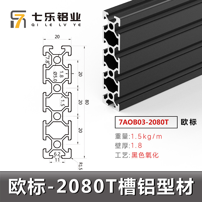 Estándar europeo 2080t * 1,5 negro 1 metro