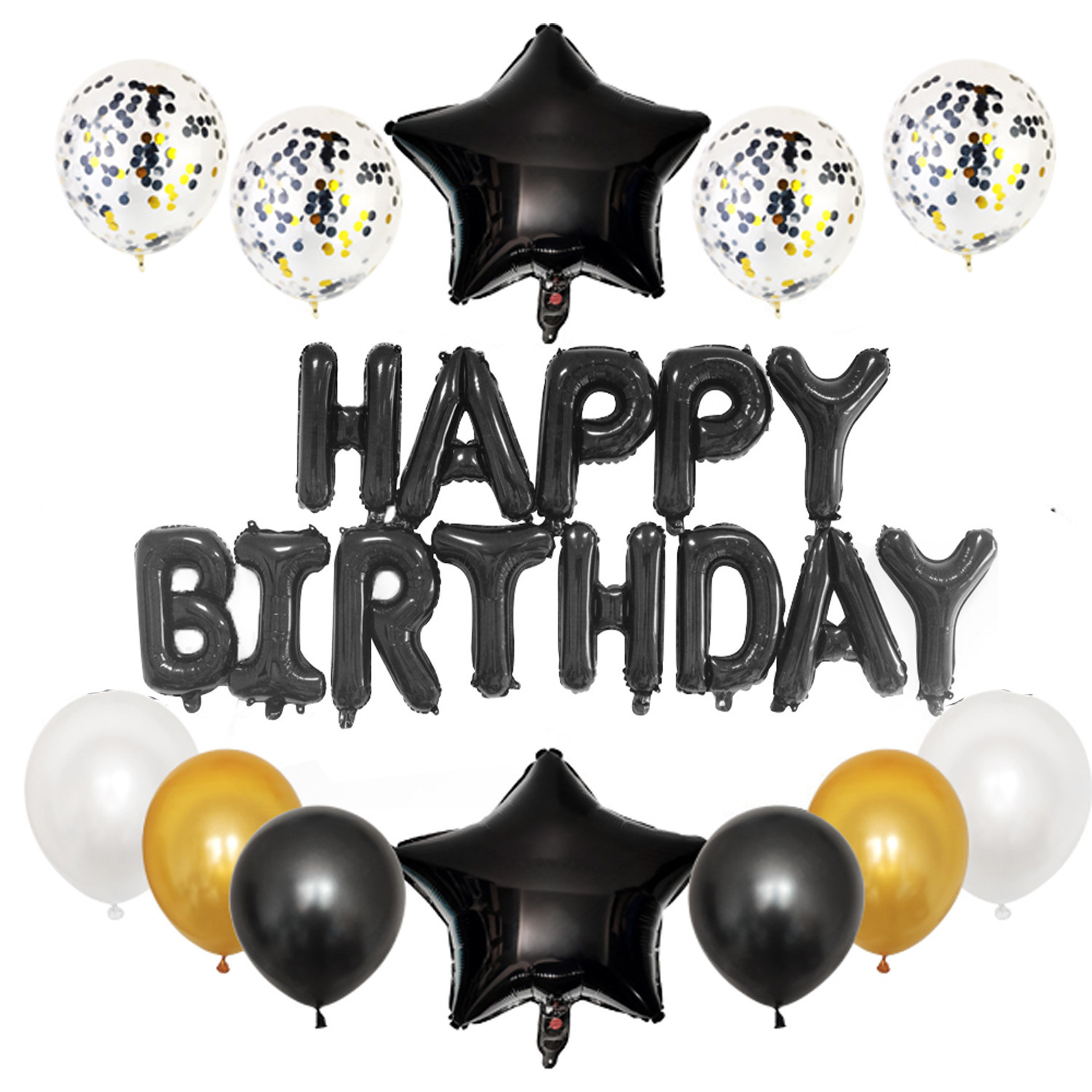 25 unids transfronteriza especial para Feliz cumpleaños traje de globo de aluminio fiesta de cumpleaños decoración arreglo suministros Bola de lentejuelas