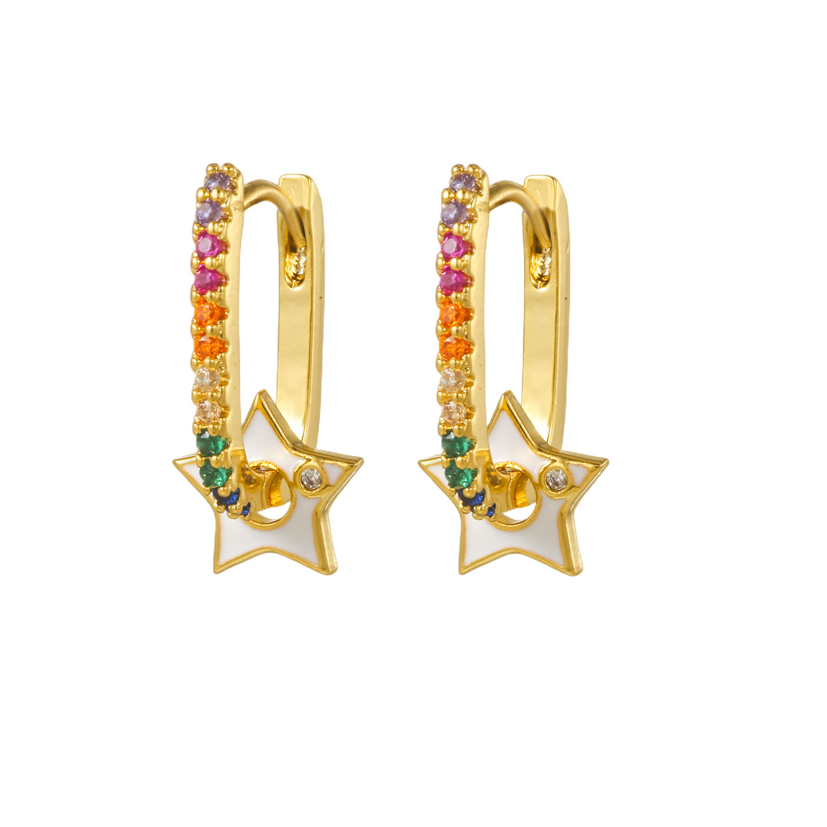 Lady Star Brass Ear Studs Zircon Copper Earrings