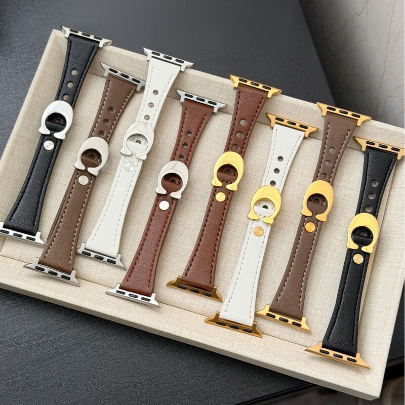 The new C-shaped buckle leather strap from Xiaoman Waist is compatible with Apple Watch Series 12, 11, and 10