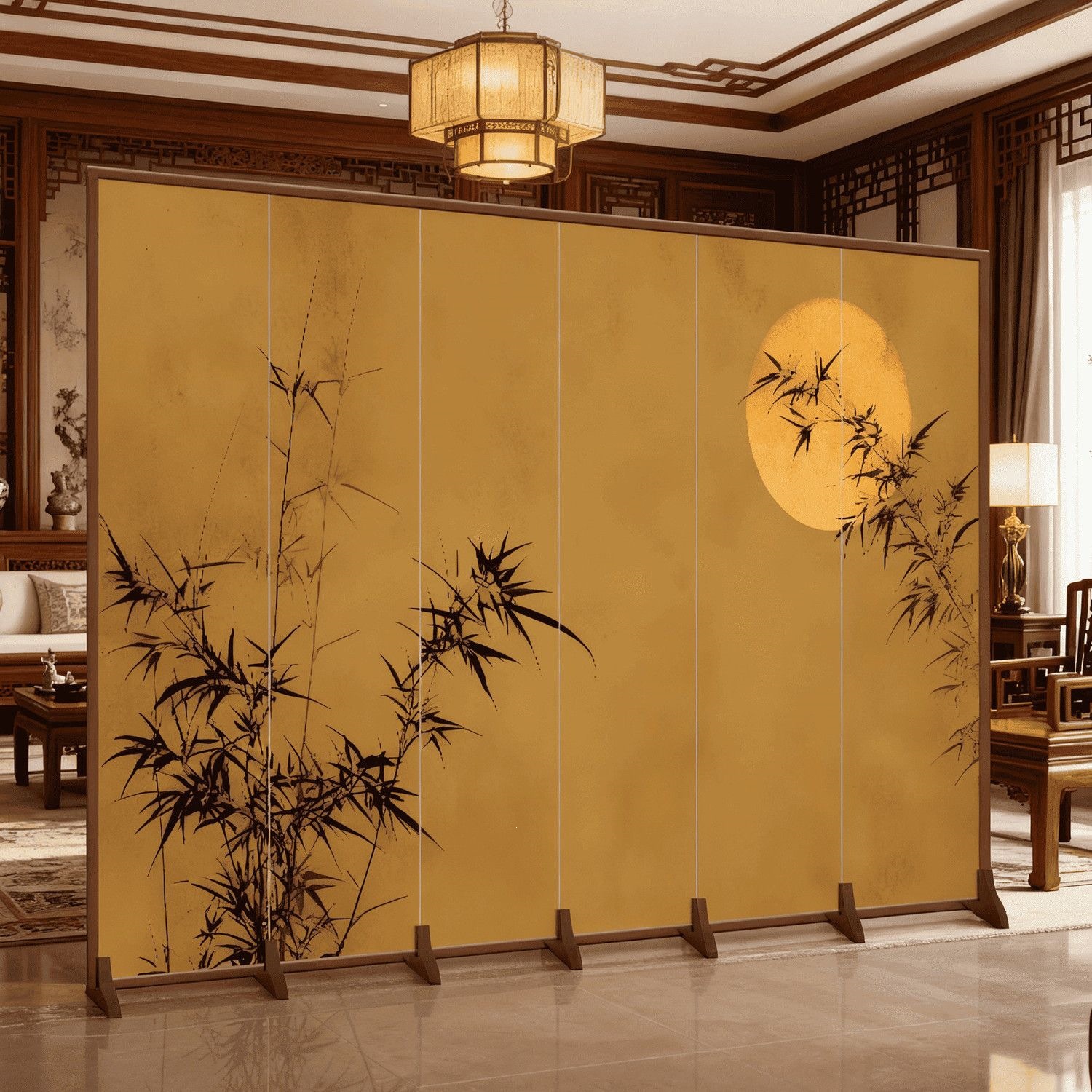 New Chinese-style screen for living room partition, movable and foldable, suitable for hotels, bedrooms, offices, and home use