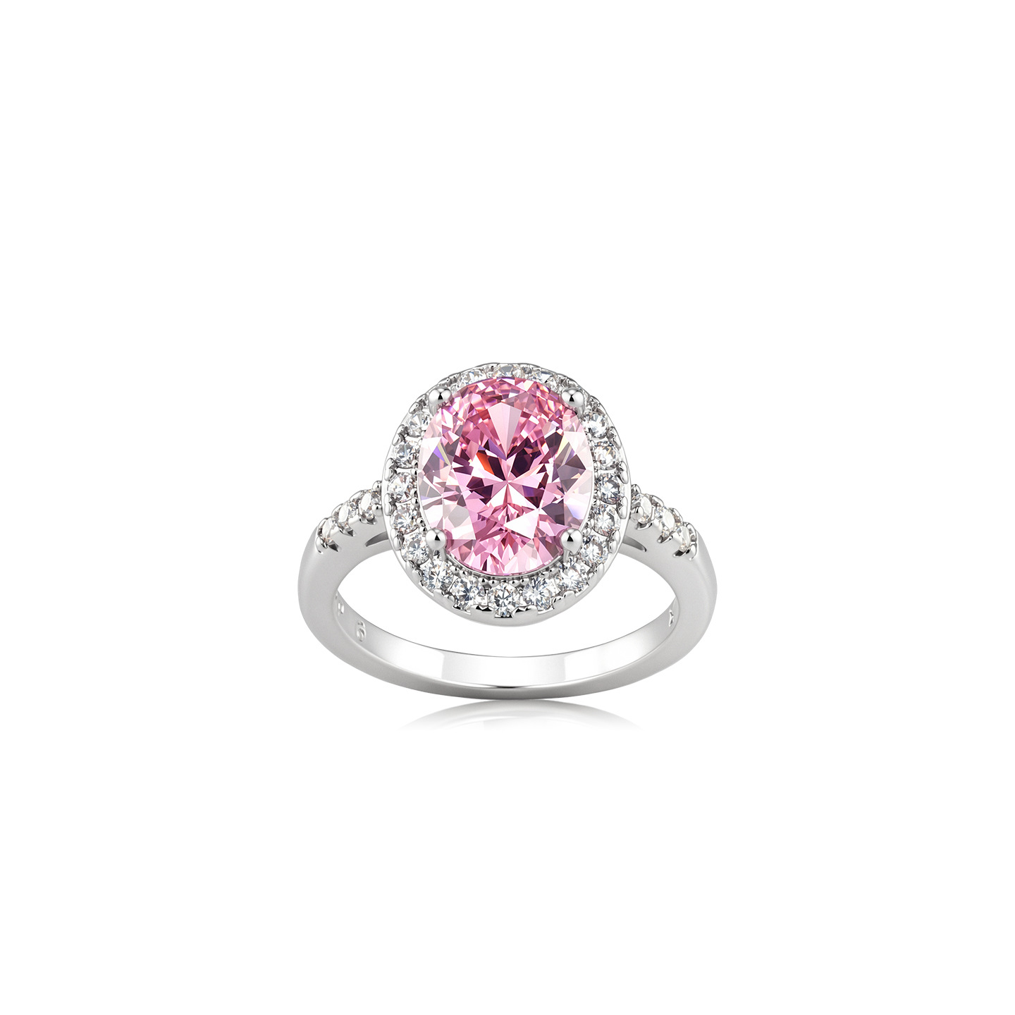 Xuping estilo lujoso temperamento ligero huevo de paloma anillo de aleación de cobre incrustado con gemas artificiales geometría elíptica anillo elegante
