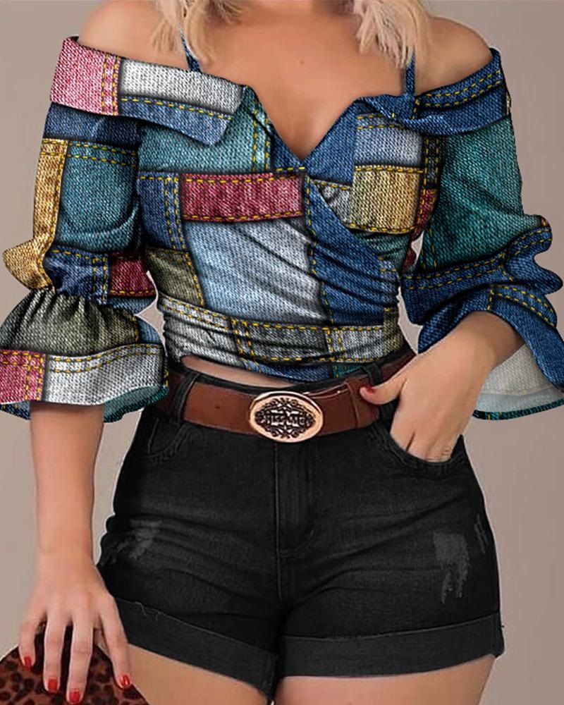 Slim Fit Type Wholesale Women's Vintage Style Printing Blouses