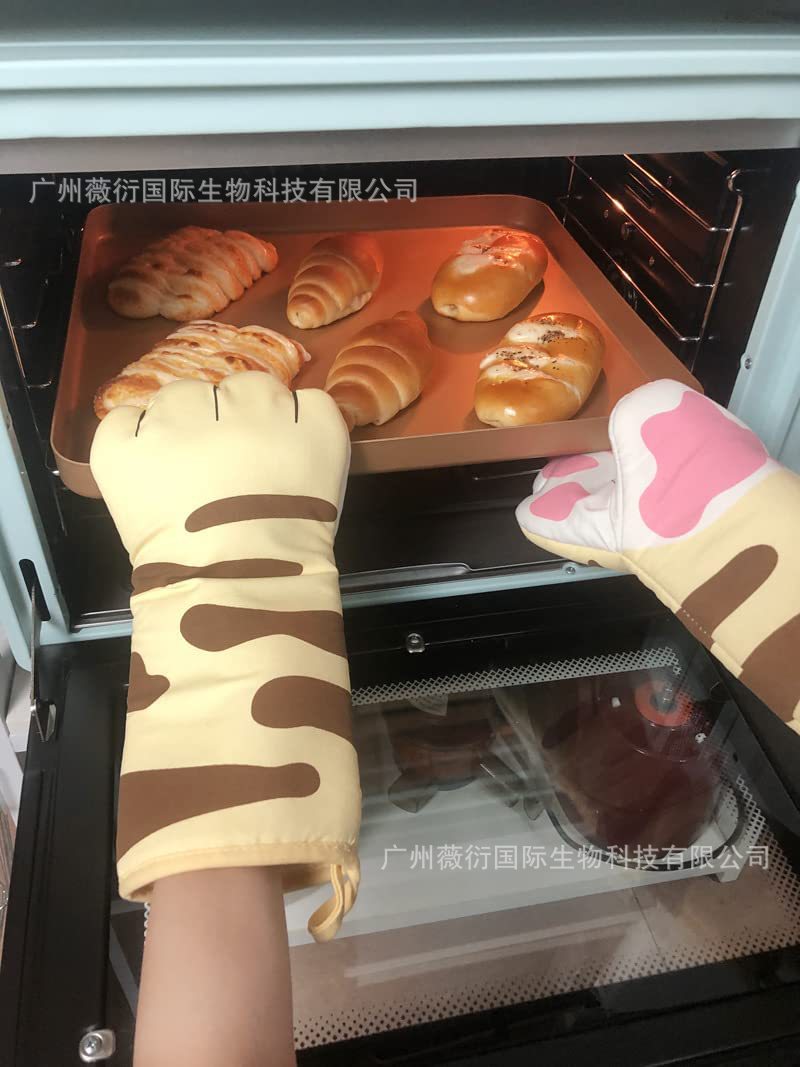 (2개) 귀여운 오븐 미트면 고양이 오븐 장갑 베이킹 단열 장갑 전자 레인지 방지 장갑