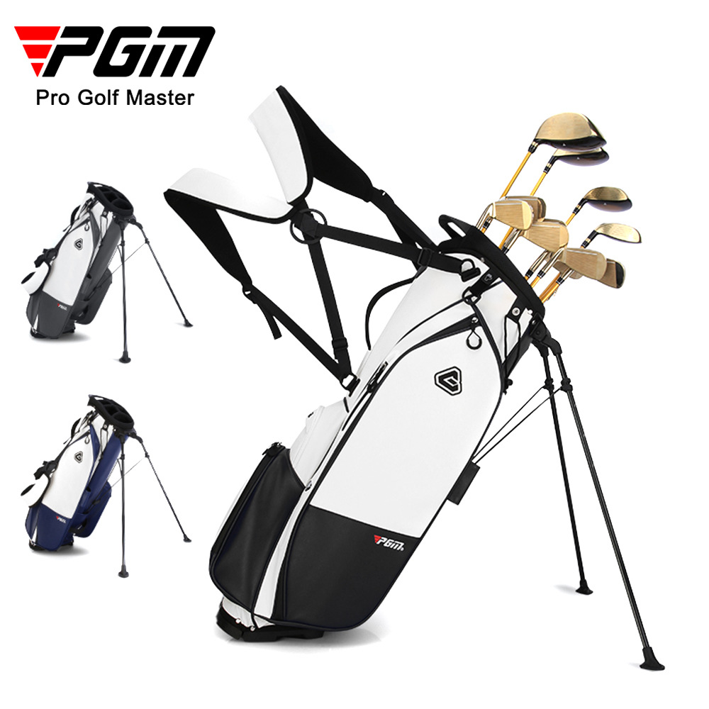 Túi đựng gậy golf PGM chống nước nhẹ có giá đỡ, dạng ba lô đeo vai, cao 130 cm — Túi QB073 màu trắng và xanh lam [không có que], Túi bóng trắng xám QB073 [không cần thanh], Túi bóng trắng đen QB073 [không có gậy]
