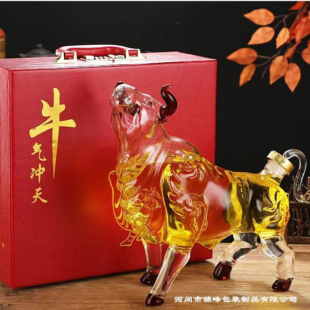 高硼硅泡酒玻璃瓶包装盒牛形泡酒瓶玻璃空密封白酒瓶白酒容器礼盒