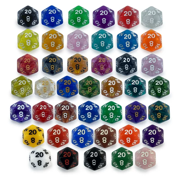 Wholesale Acrylic Dnd Dice Running Group Game Teaching D20 Board Game 20 Soles Coc Pearl Pattern Transparent Dice