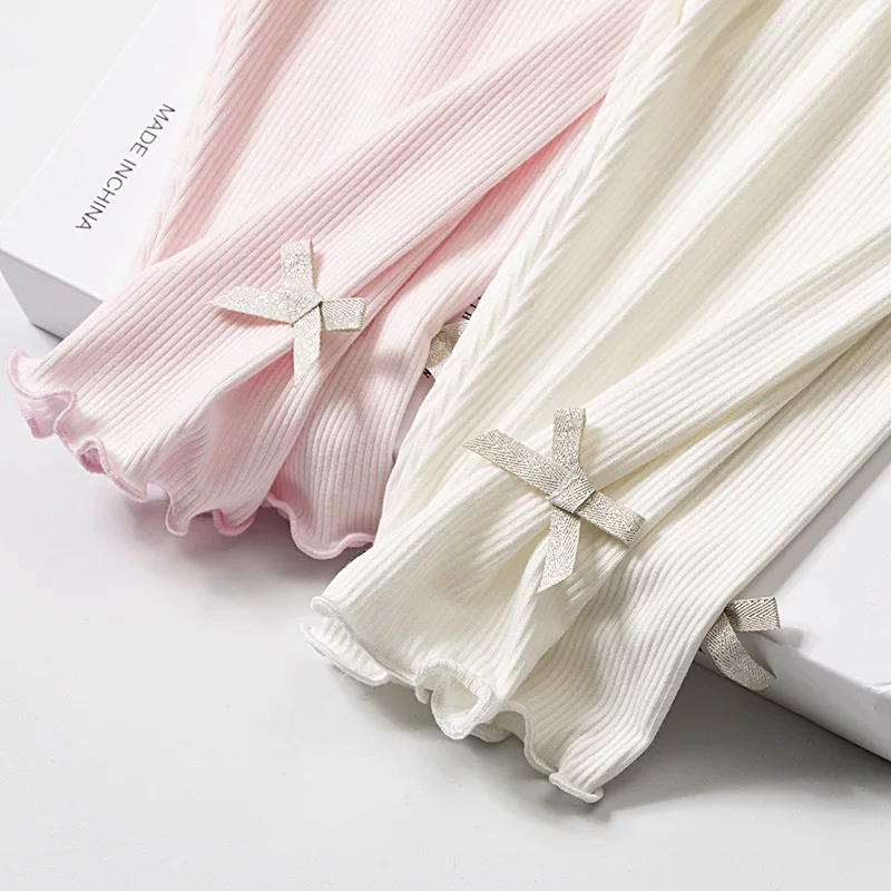 Children's Thin Summer Leggings, Ultra-Thin Elastic Slim Fit with Bow, Sizes 100–150 cm