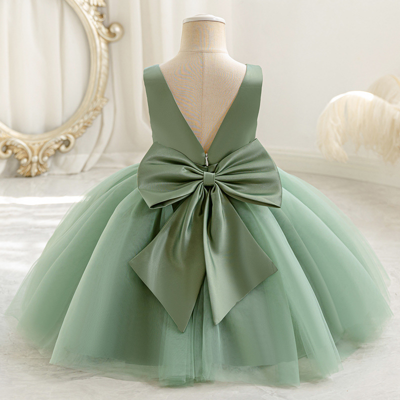 106059819@qq.com Robe de princesse en tulle pour bébé fille d'un an, avec col en V et nœud, robe vaporeuse, collection haut de gamme pour les fêtes transfrontalières_voghion.com