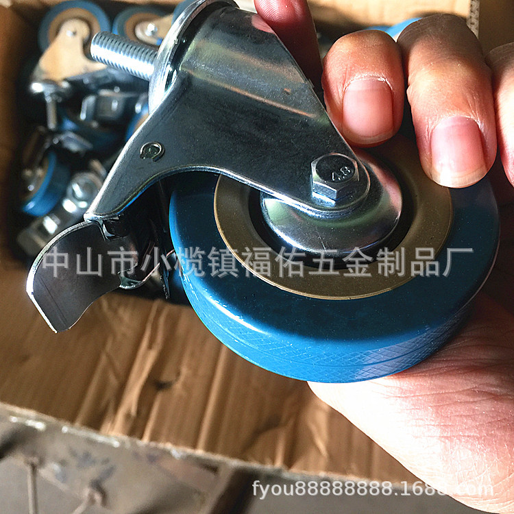 货架工业推车轮2寸3寸4寸丝杆活动转万向刹车tpr灰色脚轮灰胶轮子