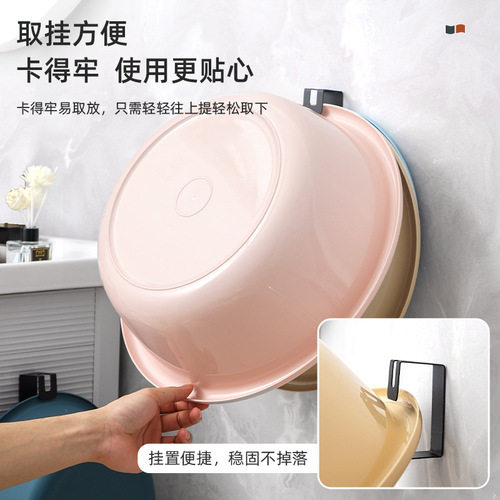 Stainless steel washbasin rack wall-mounted punch-free hook bathroom storage rack washbasin rack wall storage rack