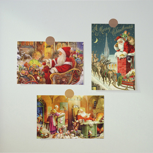 40 Christmas gift cards Santa's reindeer vintage postcard message card greeting card wall decoration material