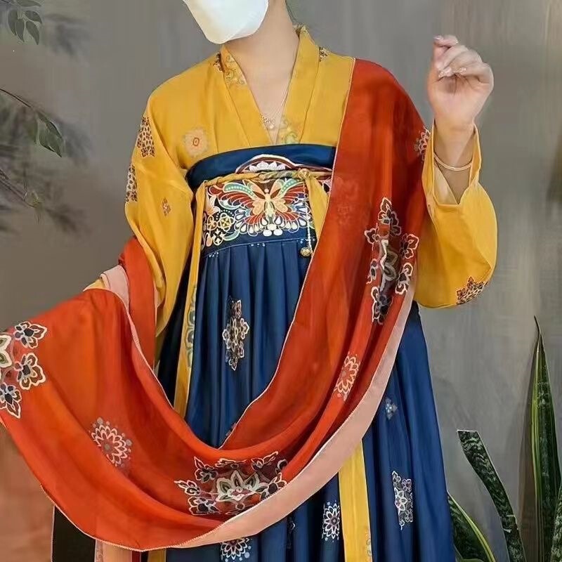 Hanfu for Women, Spring Style, Tang-Style High-Waisted Skirt, Traditional Chinese Style, Cabbage-Style Set, Best Friend Style, Other Brands with Tags, Han Dynasty