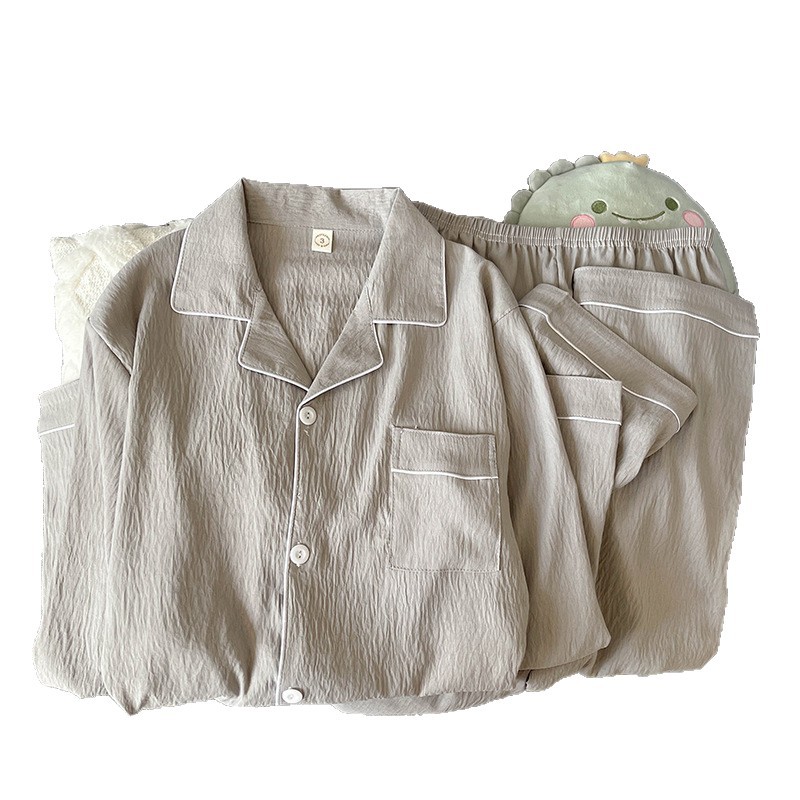 Primavera y otoño nuevos pijamas de algodón de nube de hombre delgados simples de color sólido de ocio engordado y ropa de hogar grande al por mayor