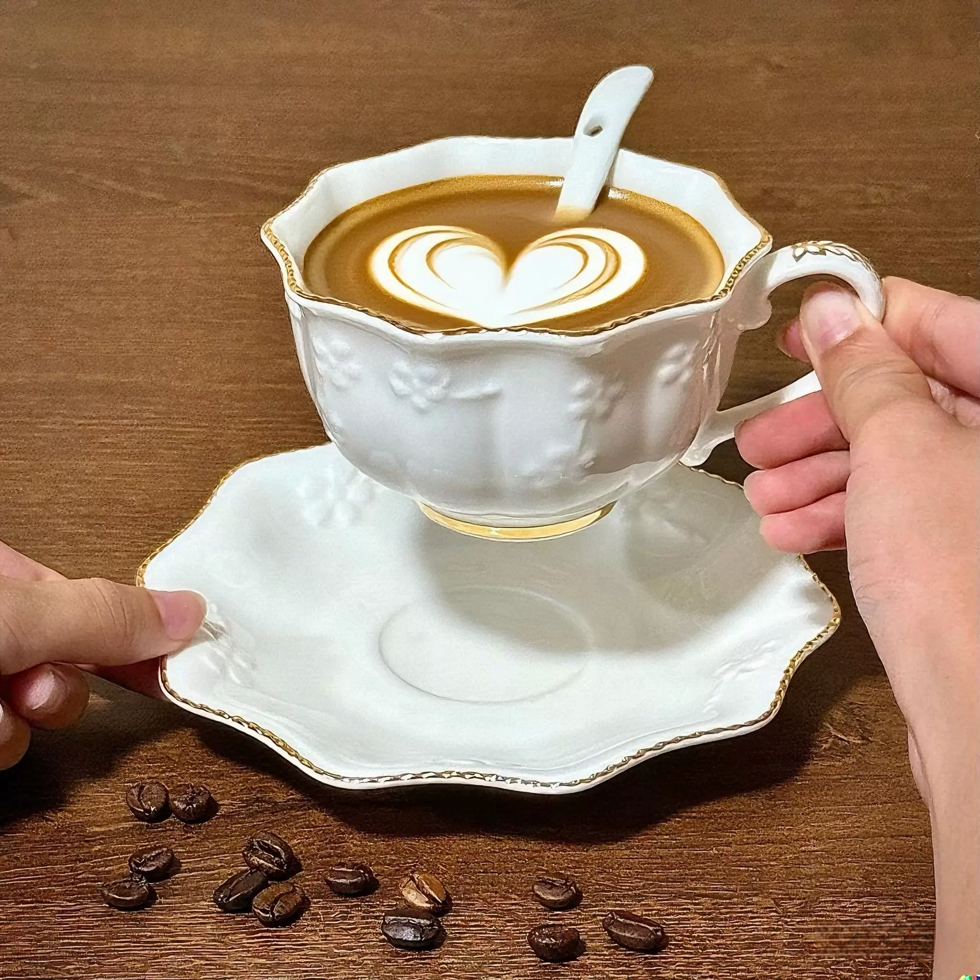 跨境专供手绘描金一杯一碟套装咖啡杯陶瓷咖啡杯碟套装欧式拿铁杯