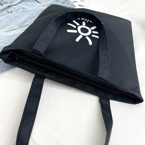 Canvas handbag autumn new trendy Korean version personalized fashion literary print large capacity student class shoulder bag