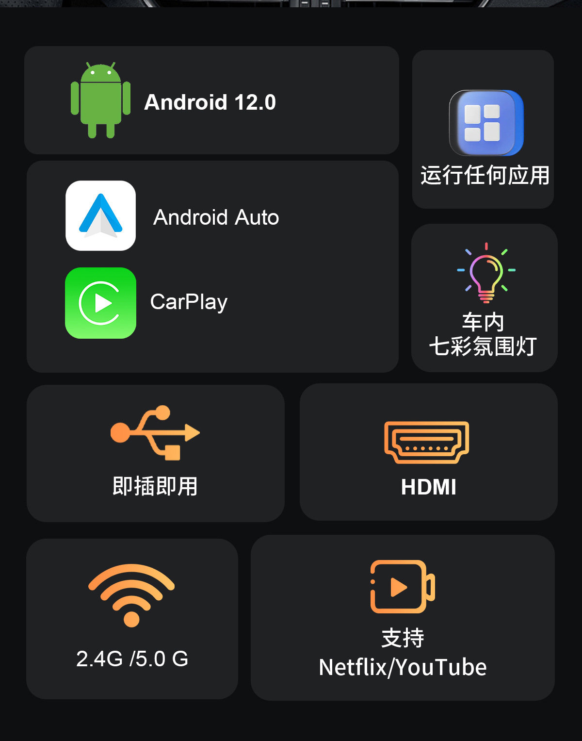 HDMI Ultra HD Output 3-in-1 Car CarPlay Box Wireless Android Plug-and-Play Navigation Converter