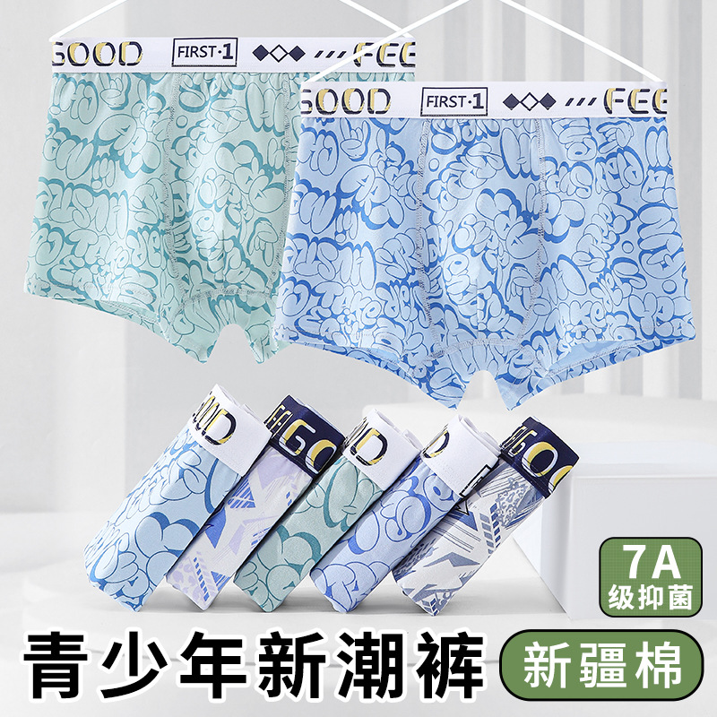 2025 Teenage Boys Cotton New Boys' Boxer Panties Junior High School Simple